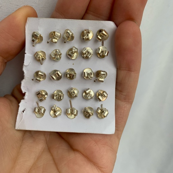 Silver Stud Earrings semi precious stone Biucles dmoreilles argent - Picture 2 of 3